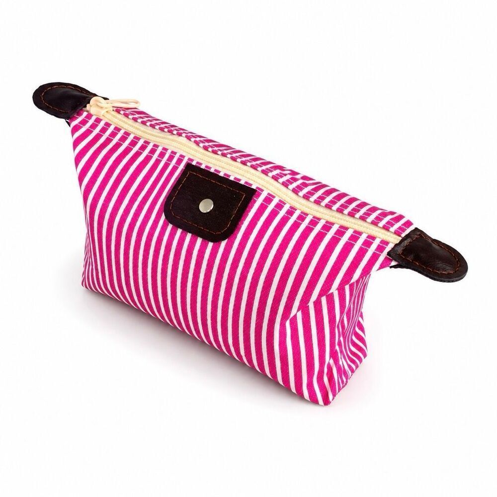 Pink Zippered Travel Packable Toiletries Case, Organizer Pouch Bag Lays Flat NEW